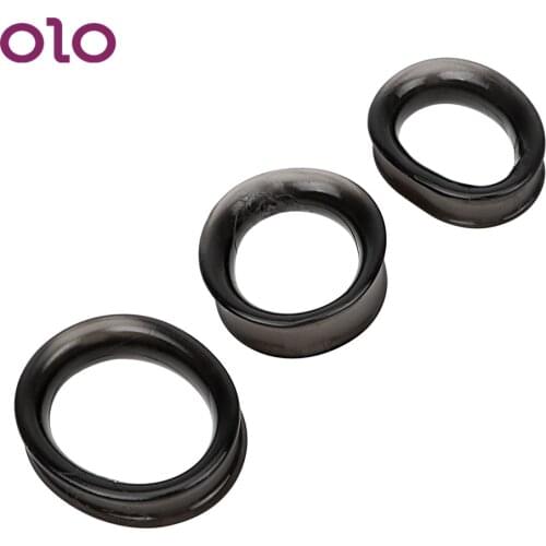 OLO 3pcs/Sets Dildo Extender Penis Ring Elastic Delay Ejaculation Cock Ring Sex Toys for Men Adult Products
