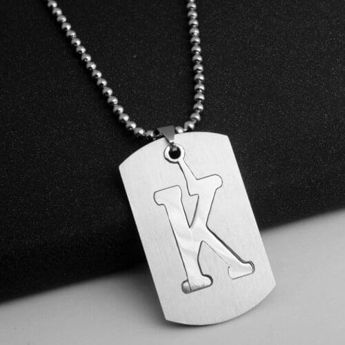Stainless steel 26 English alphabet K name sign necklace initial letter symbol detachable double layer text necklace jewelry