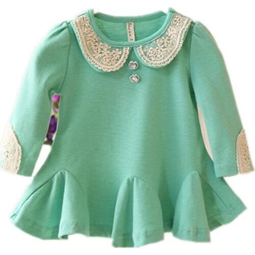 Newborn Baby Girl Dress Baby Dress 2017 Fashion Long-Sleeve Baby Clothes Girl Infant Dress vestidos infantis 3 color
