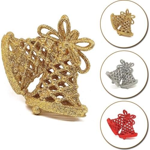 4Color Hollow Double Bell Christmas Tree Hanging Pendant Decor Ornaments For Home Store Party Xmas Decorating Bell Supplies