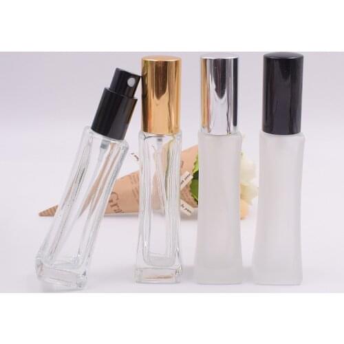 30ml Transparent Square Perfume Spray Bottle Frosted Glass High-grade Aluminum Spray Empty Perfume Bottle 100PCS/LOT