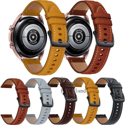 Genuine Leather Watchband strap For Samsung Galaxy Watch 3 45mm original smart wristband Bracelet Replacement Accessories belt