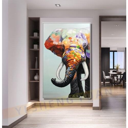 Modern Living Room Wall Decor Elephant Oil Painting Modern Animal Canvas Art Hand Painted Wall Pictures No Framed