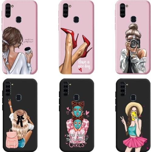 Stylish Girls Silicone Case For Samsung Galaxy A10 A01 A11 A10s Phone Cover Coque Fundas For Samsung A 01 10 10s A 11 2020 Case