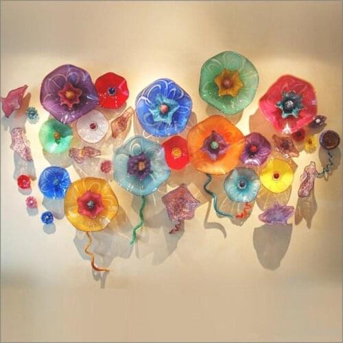 Turkish Murano Blown Glass Plate for Wall Decorative Murano Glass Hotel Wall Lighting