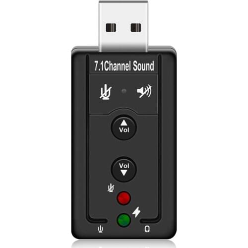 USB Hubs USB 2.0 External Sound Card 7.1CH Audio Mini Adapter Button Control 3.5mm Earphone MIC Interface Computer Components