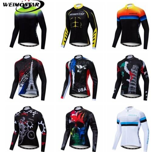 Weimostar 2019 Pro Cycling Jersey Men Autumn spring Long Sleeve MTB Bike Jersey Breathable Racing Bicycle Shirt Maillot Ciclismo