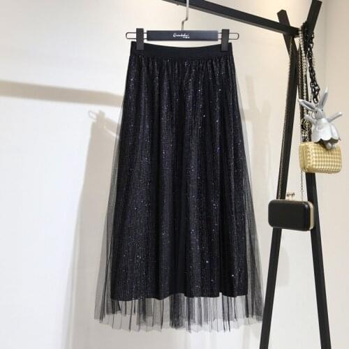 Mesh Womens Spring Summer Pleated Skirt Korean Fashion Clothing Skirts Womens Clothes 2020 Jupe Femme 2141N0012