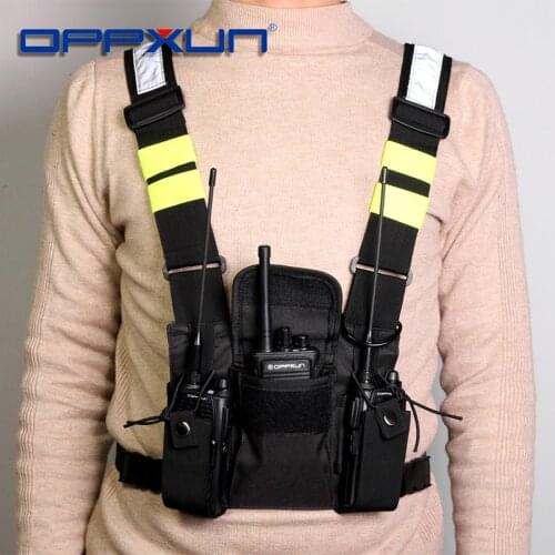 Green Tactical Harness Front Pack Bag Case Pouch Carry Holster for Kenwood Motorola TYT Baofeng Walkie Talkie Vest Rig Chest