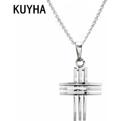 Femme Fashion Silver Color Cross Necklaces & Pendants Link Chain for Women Men Accessories Jewelry Christmas Gifts