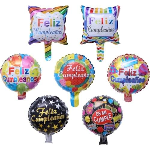 10Pcs 10inch Spanish Birthday Square Round Balloons Suitable For Baby Shower Birthday Party DIY Decoration Supplies