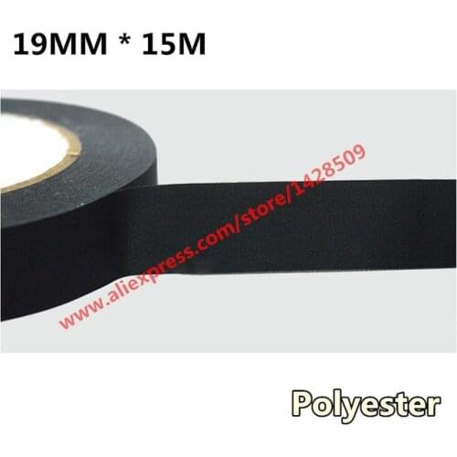 19mmx15m Polyester Fiber Cloth Tape Universal Canvas Tape Automotive Wiring Harness Black Car Acetate Adhesive Tape