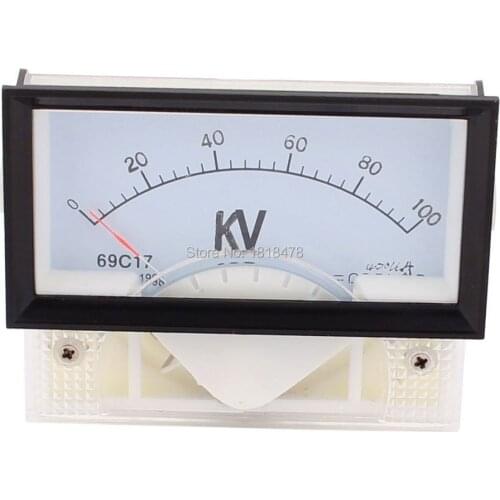 Class 2.5 DC 0-100KV/0-400uA Range Analog Voltage Voltmeter Panel Meter 69C17