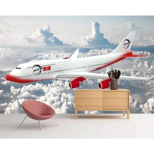 Beibehang Custom wallpaper fresh red airplane background decoration 3d living room bedroom TV background wall mural 3d wallpaper