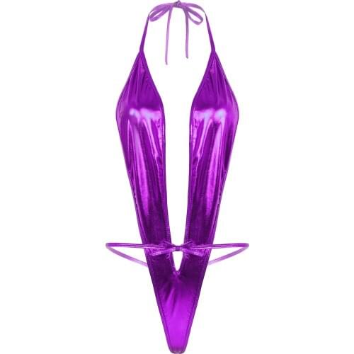 Womens Shiny Teddies Bodysuits Metallic Patent Leather Female Adult Bodysuit Catsuit Lingerie Micro Bikini Wetlook Clubwear