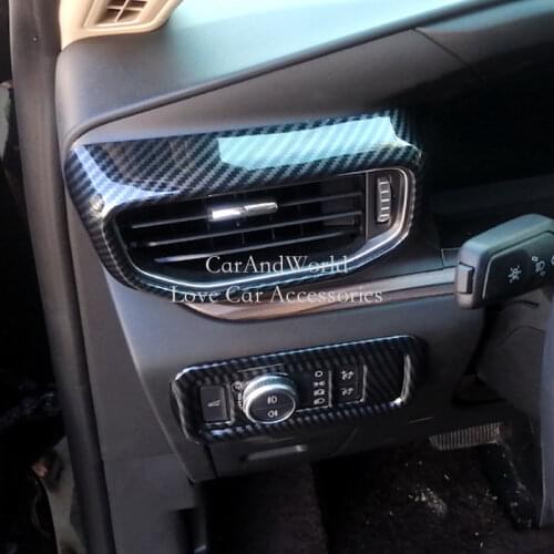 For Ford Explorer 2020 Console Middle Air Condition Outlet Vent Panel Frame Cover Trims Carbon Fiber Car Interior Accessories
