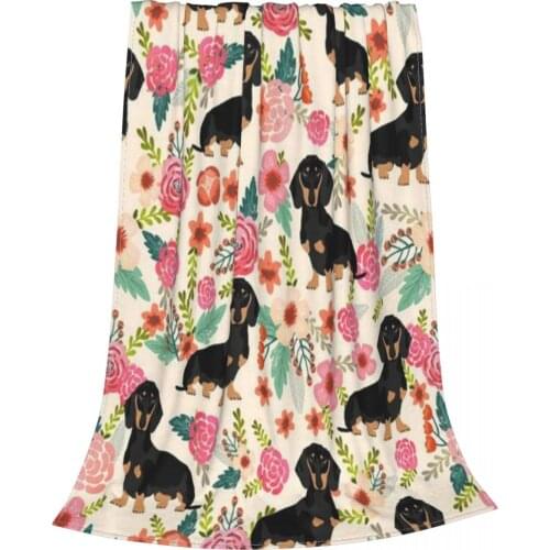 Dachshund Blankets Flannel All Season Pets Animal Portable Lightweight Thin Throw Blankets for Home Outdoor Bedspreads