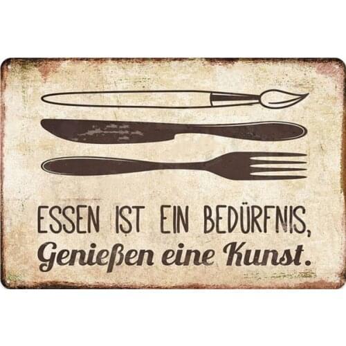 Eating Is a Need, Enjoying an Art Metal Tin Sign 8x12 Inch Retro Home Kitchen Restaurant Wall Decor
