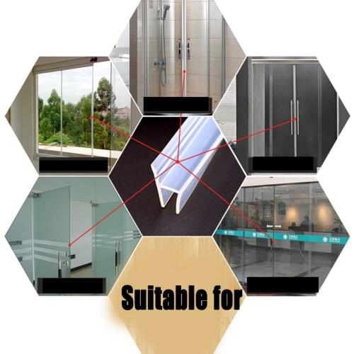 F/U/H Shape Glass Door Tape Sealing Silicone Rubber Window Glass Gasket Strip Bath Screen Door JW
