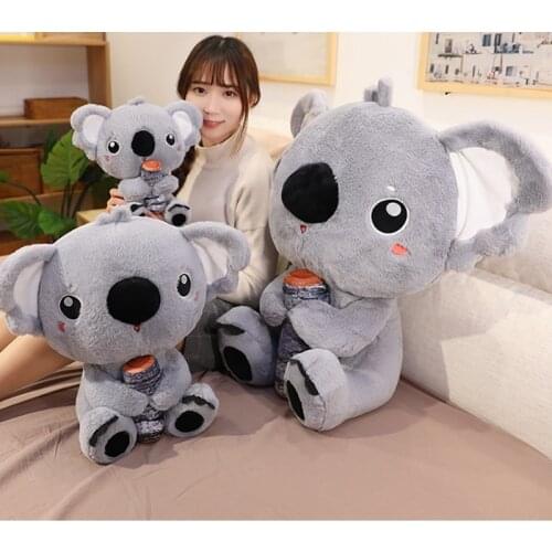 Giant Simulation Australia Koala with Wood Plush Toy Soft Pillow Stuffed Animal Koala Bear Doll Baby Kids Girl Birthday Gift