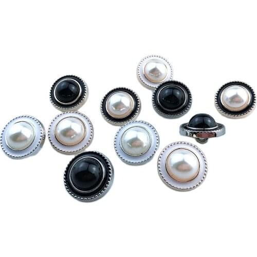 HL 17mm 10pcs Mixed Color Pearl Plating Buttons Shank DIY Apparel Overcoat Wedding Dress Buttons Sewing Accessories
