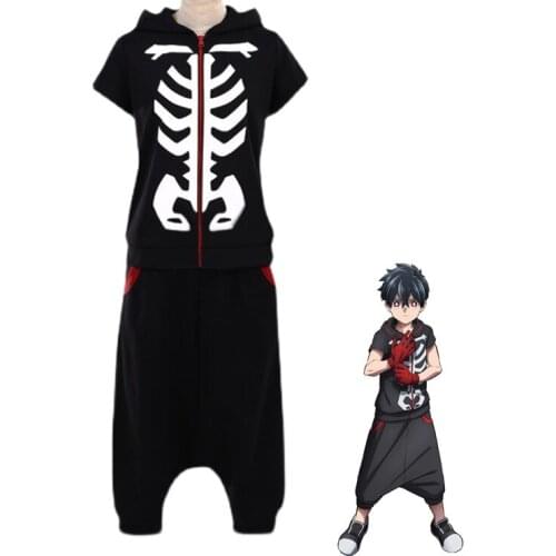 Anime Kemono Jihen Cosplay Costume Kusaka Kabane Cosplay Costume Men Uniform Skeleton Halloween Top Pants Full Set