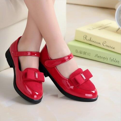 Girls Leather Shoes for Chidren Wedding Dress Princess Shool Shoes Kids Bow-knot Black Student Sandals Korean Fashion