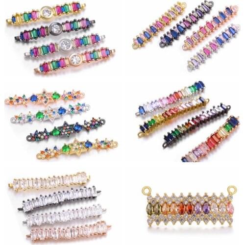 Cubic Zirconia Jewellery Making Supplies Rainbow Colour Crystal Long Bar Connectors For Handmade Diy Jewelry Making Components