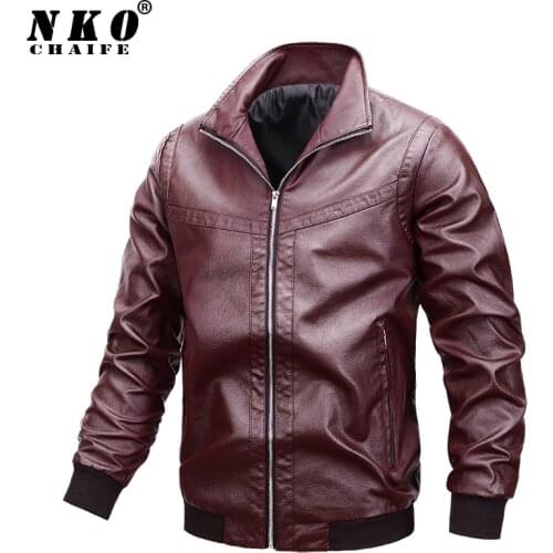 CHAIFENKO Mens Motorcycle Leather Jackets Fashion Biker Vintage Leather Jacket Coat Men Autumn Warm Casual Brand Mens Clothing