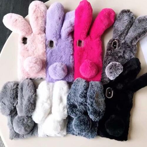 For iPhone 12 Mini 11 Pro Max SE 2020 Hairy Cute Rabbit Animal Phone Case For iPhone XS MAX XR 6 6S 7 8 Plus Soft TPU Back Cover