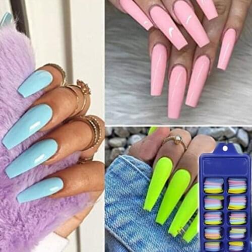 False Nails Coffin Extended Form Nail Tips Flat Styling Art Technique Natural Full Coverage Fake Nail Technique Manicure Tool