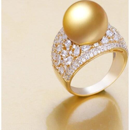 Bride Talk New Design Women Finger Ring Pearl Decoration Cubic Zirconia Luxury Fashion Jewelry For Wedding Party Birthday Gift