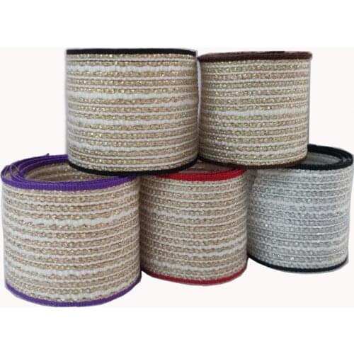 Nylon webbing Gold White Ribbon three color stripe webbing Soft 4 cm width thin webbing for Bags Garment Home Textile Shoes
