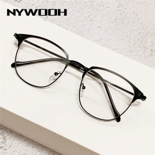 NYWOOH -0 1.0 1.5 2.0 2.5 3.0 3.5 Finished Myopia Glasses Women Men Metal Nearsighted Eyeglasses Fashion Shortsighted Eyewear