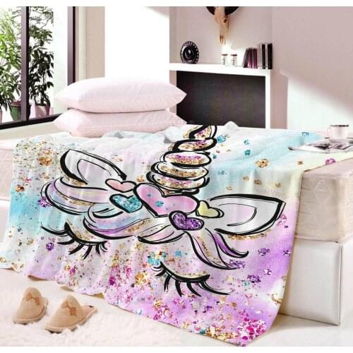 Custom Size Unicorn Nap blanket Super Soft For Spring Autumn Modern Line Art Sherpa Blanket Bedspread Throw Travel Dropship