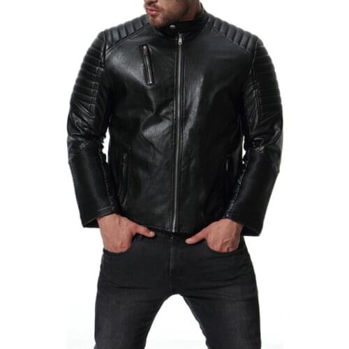 Autumn punk mens leather jacket slim motorcycle coat jackets Multiple zipper clothes personalized stage street fashion black
