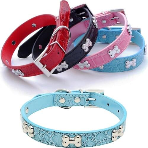 Pet Necklace Pet High Quality Dog Collar Dog Supplies PU Leather Alligator 1PC Bone Pet Supply Medium Dog Popular For Small