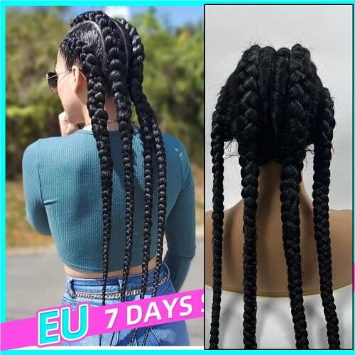 Wig Braid African Synthetic Lace Wigs 32inch Braided Wigs Cheap Free shipping Braiding Hair For Black Women Box Braids Cornrow