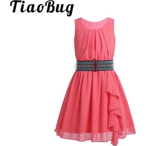 TiaoBug Flower Girl Dresses Children Pageant Birthday Party Dress Chiffon Tulle First Communion Ball Gowns Summer Girls Dress