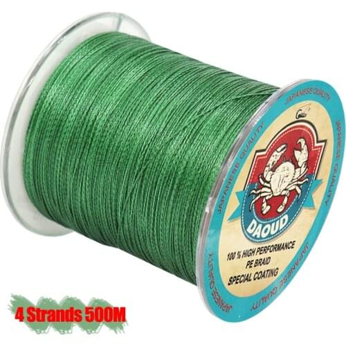 DAOUD 4 Strands 500M PE Braided Fishing Line 8 10 20 30 40 50 100LB Multifilament Fishing Braid Line