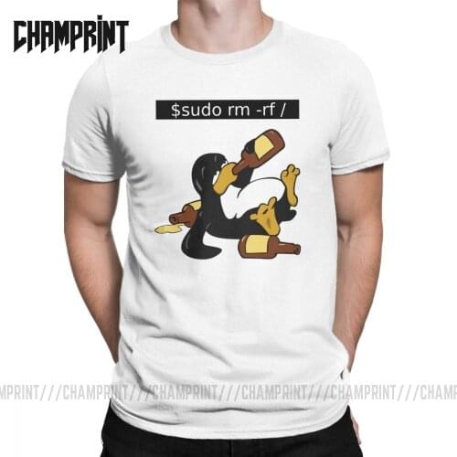 Awesome Funny Linux Command Funny Tux T-Shirts for Men Round Collar 100% Cotton T Shirts Short Sleeve Tee Shirt 4XL 5XL Tops