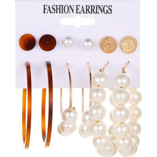 Jewellery Ear Accessories Pearl StudsEarrings Hyperbole Design Leopard C-shape Dangle Earrings 6pcs one set Drop Earrings