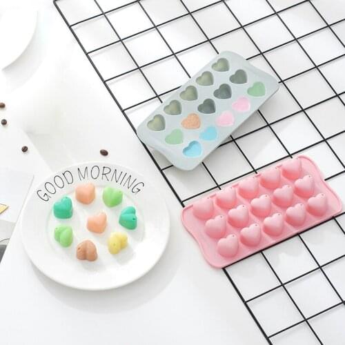 15 grid Heart-shaped Silicone Mold Hard Silicone Candy Chocolate Dessert Mold Fondant Cake Decorating Baking Tool