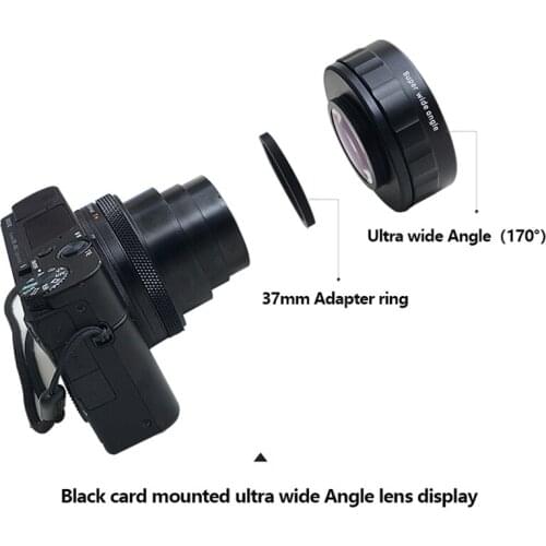 170 Degree Super Wide-angle Add Lens With 37mm Digital Camera Lens Adapter Ring for Sony ZV1 Black Card Canon Camera Accessory