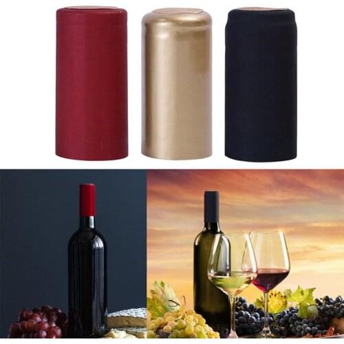 50pcs Wine Bottle Heat Shrink Capsules Plastic Caps Wine Cellars Bottle Shrink Film Shrinkable Sealing Cap Brewing Bar Tools