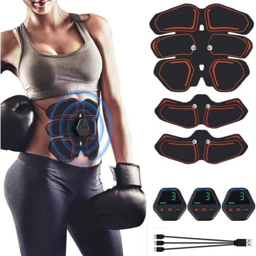 Ems Abdomen Trainer With Digital Screen Waist Fitness Abdominal Muscle Stickers Fitness Device Smart Charging