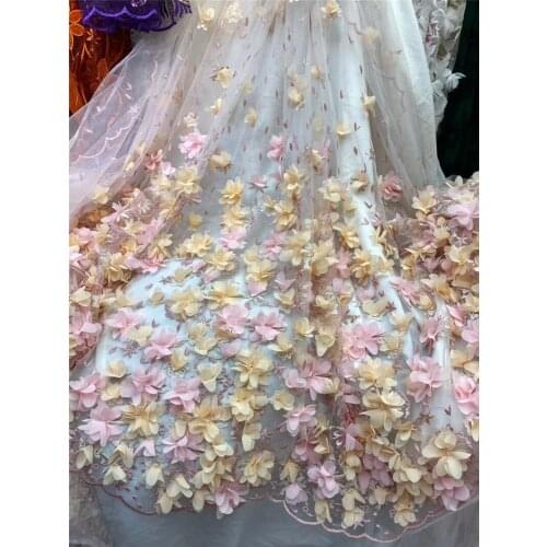 New design 3D flowers 7JRB-20.52002 Embroidered tulle fabric for fashion dress top selling Embroidered tulle french fabric