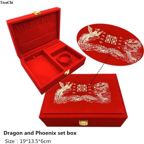 Amazing Red Velvet Wedding Ring Jewelry Box Earrings Pendant Bracelet Storage Organizer Case Pearl Necklace Gift Box