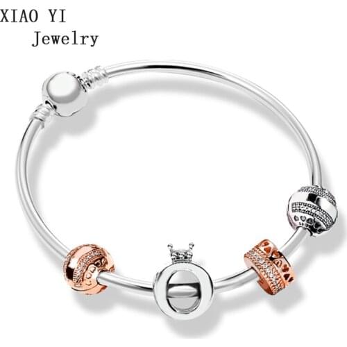 XIAOYI jewelry 100% s925 11 charm ZT0141 bracelet beaded gift set original fashion jewelry gift girl