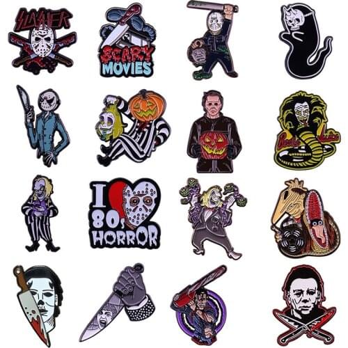 Funny Horror Movie TV Enamel Pins Collect Creativity Metal Cartoon Brooch Backpack Hat Collar Lapel Badge Fashion Jewelry Gifts